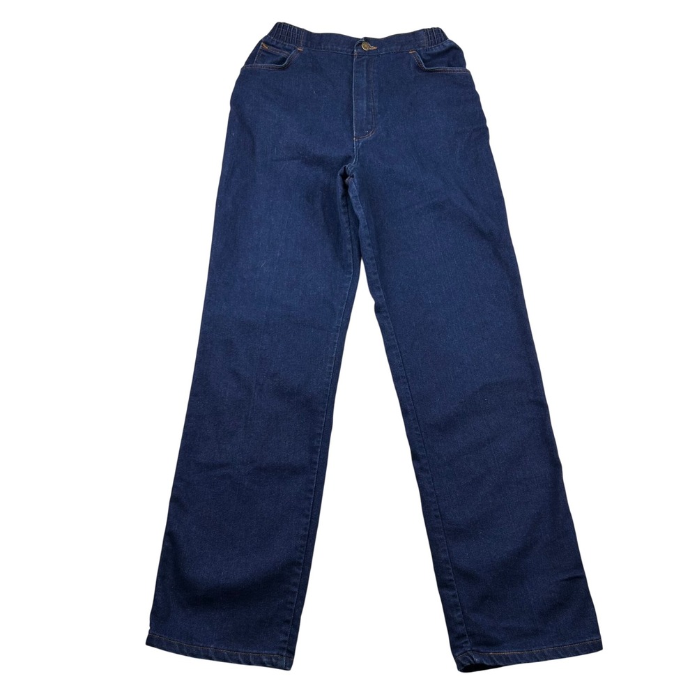 Vintage Wrangler Jeans Womens 16 High Waist Straight Elastic Dark USA MS103NV